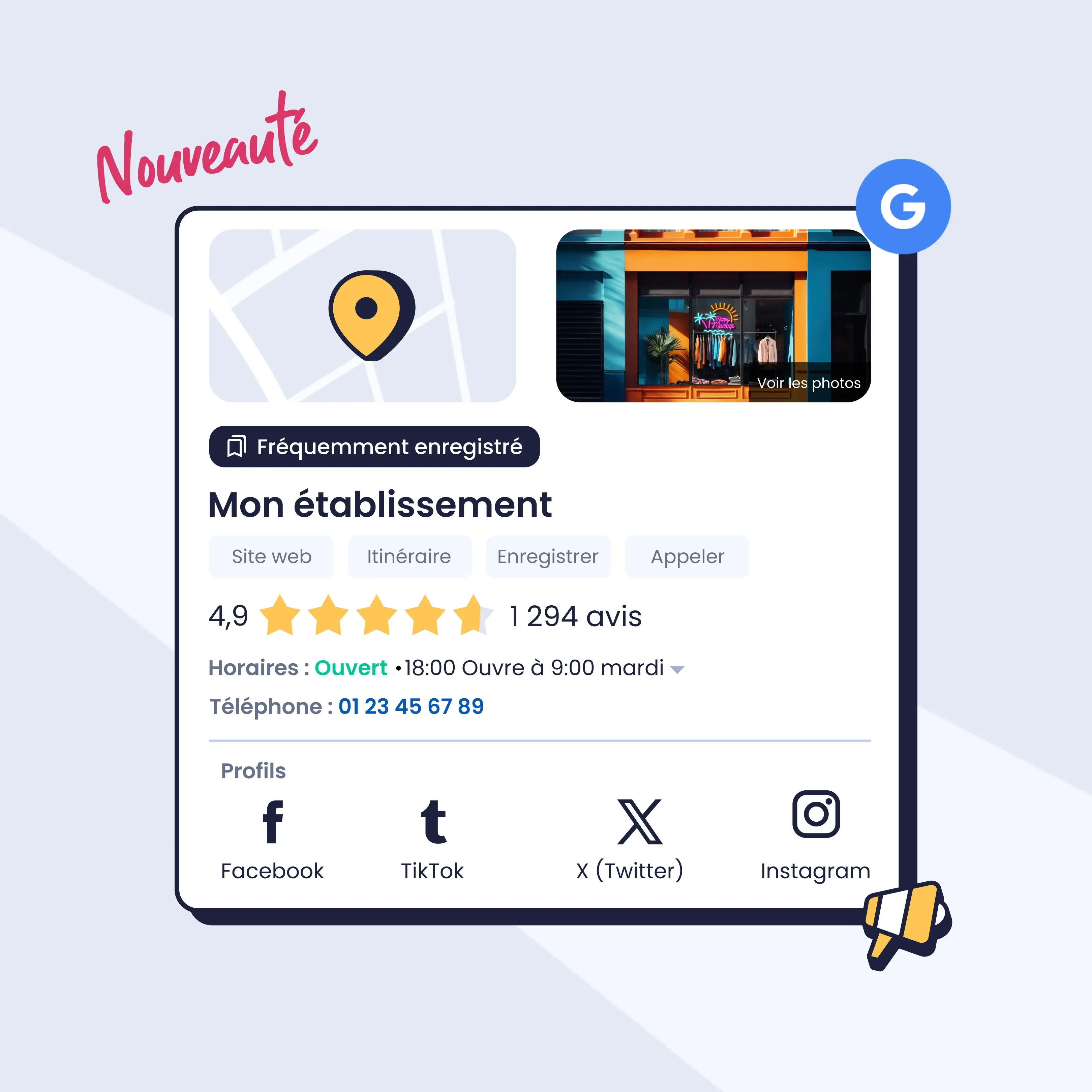 label fiche google fréquemment enregistré