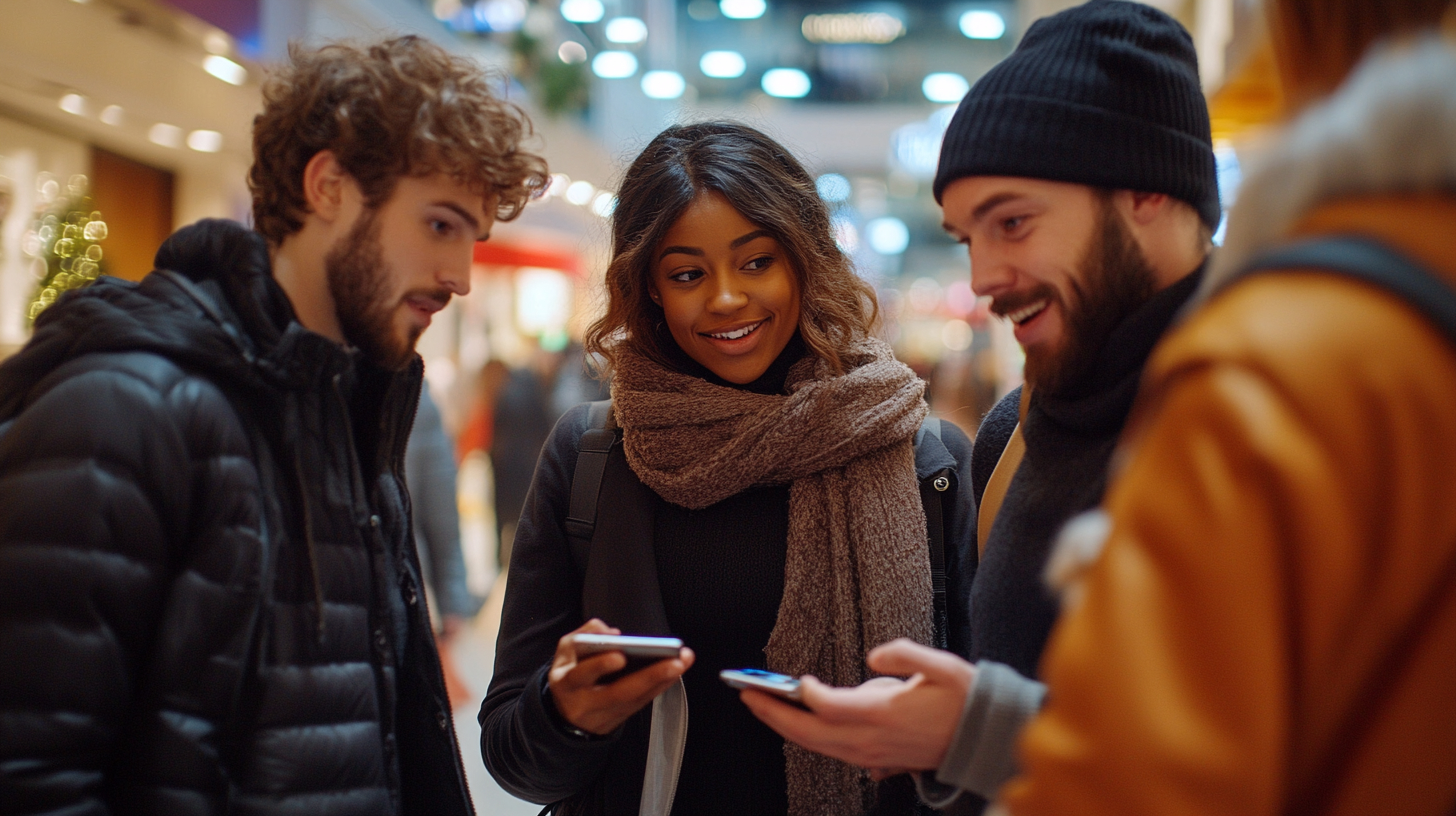 three-people-are-standing-store-one-them-is-holding-phone