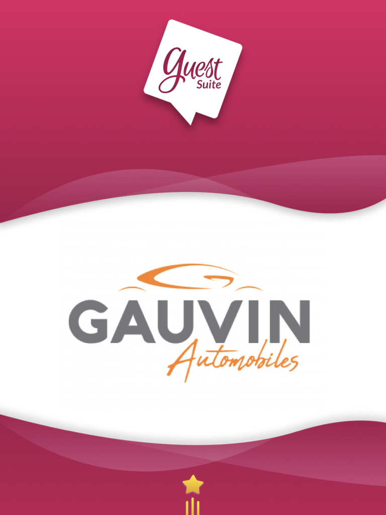 Couverture rose mettant en avant les logos de Guest Suite et de Gauvin Automobiles